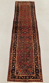 Hamadan Red and Navy Geometric Carpet Runner