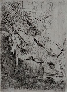 Rembrandt Van Rijn  'The Small Lion Hunt: with One Lion'
