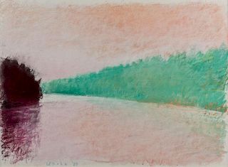 Wolf Kahn  'Pink and Green on the River'