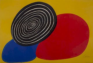Alexander Calder  'Blue, Red & Spiral Ovoid Shapes'
