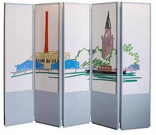 Tom Wesselmann  'Thames Scene with Power Station 5-Panel Screen'
