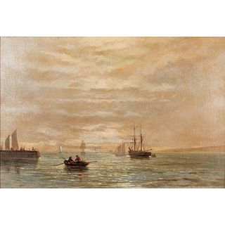 Vintage Seascape Canvas Painting, Framed
