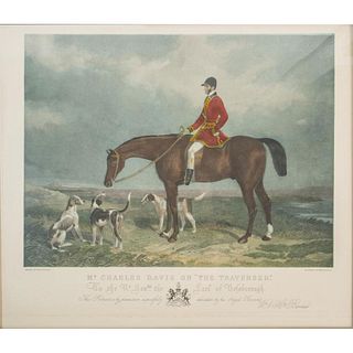 Vintage Equestrian Print, Mr. Charles Davis On The Traverser