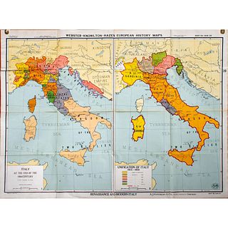 Scholastic Double Map of Italy, Early 20th Century