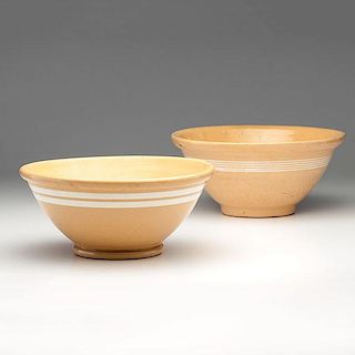 Yellow Ware Banded Bowls 