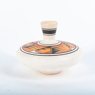 Vintage T Wallace Pottery Native American Vase