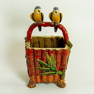 20th Century Asian Art Pottery Bird Basket