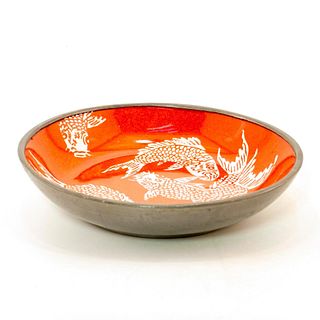 Koi Fish Porcelain Bowl in Pewter