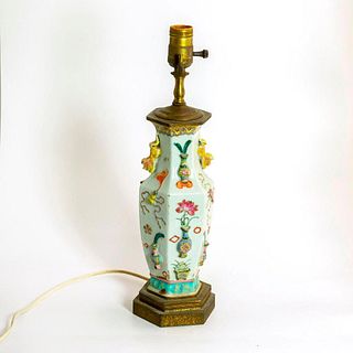 Vintage Ceramic Lamp with Vase Decor