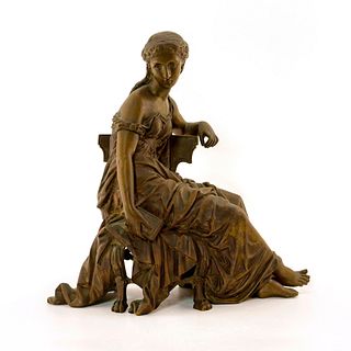 Bronze by Moreau, Sitting Figure of Lady Student