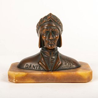 20th Century Italian Bronze Bust, Dante Alighieri