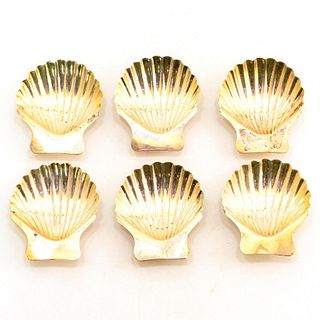 6 Vintage Silver Scallop Footed Shell Mini Dishes