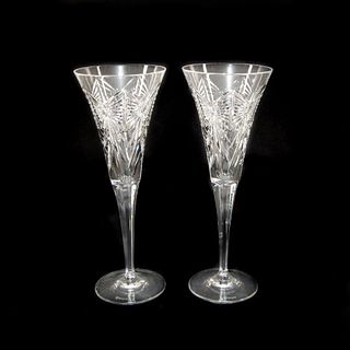 2 Waterford Crystal Happiness Toasting Flutes