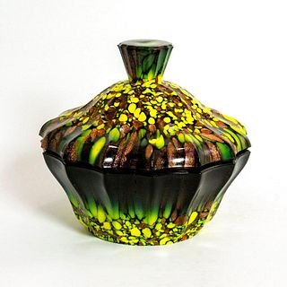 Italian Colorful Lidded Glass Bowl
