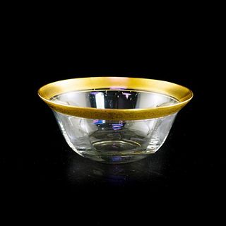 Set of 6 Vintage Glass Bowls With Floral Gold Rim