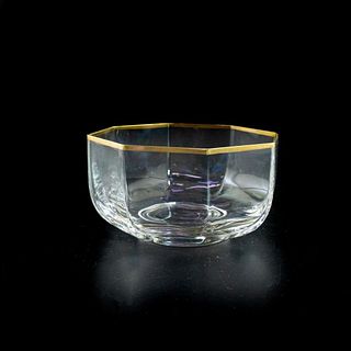 Set of 6 Vintage Octagon Glass Bowls With Gold Rim