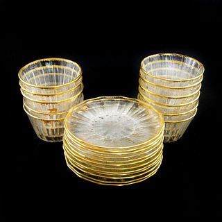 23 Pieces Astor Family Emblem Glass Bowls and Plates, Boar Insignia