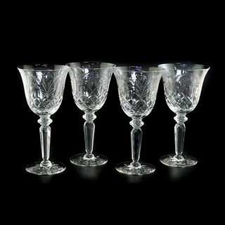 4pc Leaf Pattern Crystal Wine Glasses
