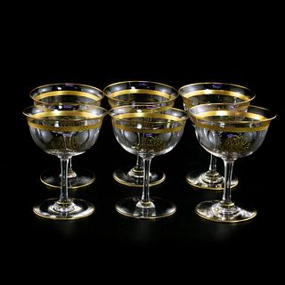 Set of 6 Vintage Glasses With Gold Rim With Monogram