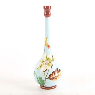 Vintage Hand Painted Floral Glass Vase
