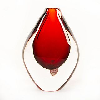 Orrefors Mid Century Cranberry Tear Drop Vase