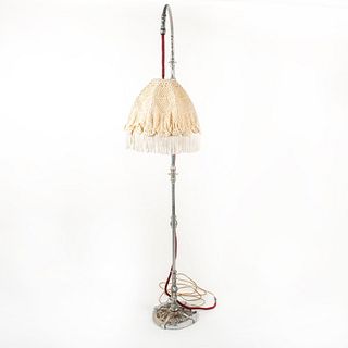 Art Deco Style Corded Silver Plate Fringed Floor Lamp