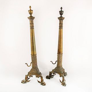 Pair of Vintage Brass Andirons