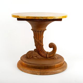 Wooden Oval table with Base in Horn Shape