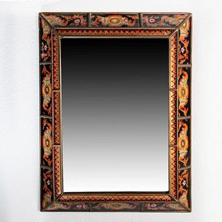 Peruvian Wood and Glass Framed Mirror