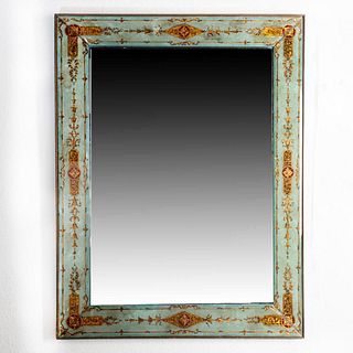 Large Vintage Reverse Painted Glass Wall Mirror