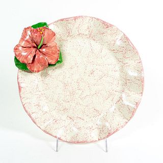 Vintage Ceramic Hibiscus Flower Platter
