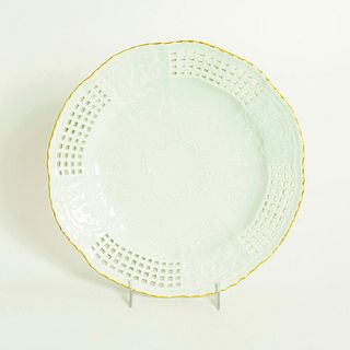 Vintage Meissen Porcelain Lattice Plate With Gold Rim
