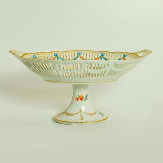Vintage German Porcelain Lattice Dish on Pedestal
