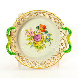 Dresden Porcelain Lattice Dish, Floral Design