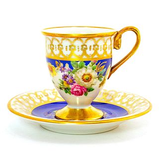 Rudolf Wachter Bavaria China Cup & Saucer, Floral Design