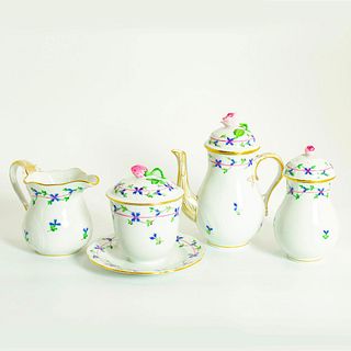 Herend Porcelain Set, Teapot, Creamer, Sugar Dish and Shaker