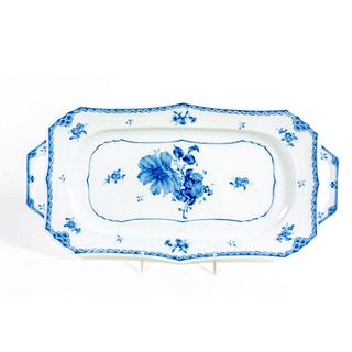 Vintage Porcelain Serving Tray With Blue Floral Design