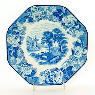 8 Woods Ware Plates, Enoch Woods Scenery, Blue and White