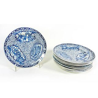 9 William Adams Pottery Chinese Pattern Salad Plates