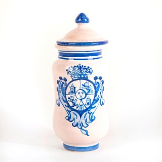Vintage Delftware Vase With Lid, Coat Of Arms Decoration