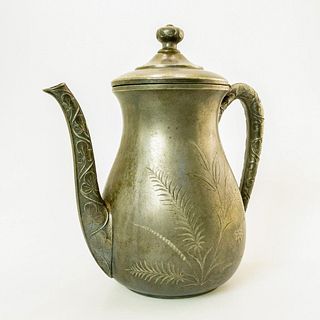 Metal Coffee Pot with Floral Designs