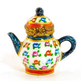 Limoges France Peint Main Trinket Box, Teapot