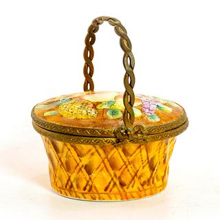 Limoges Peint Main Porcelain Trinket Box, Fruit Basket