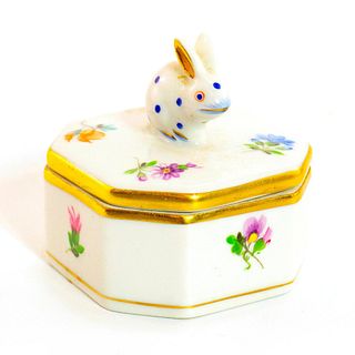 Herend Ceramic Lidded Trinket Box, Rabbit, Thousand Flowers