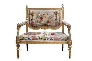 Small sofa in gilded wood Louis XVI style, 19th century