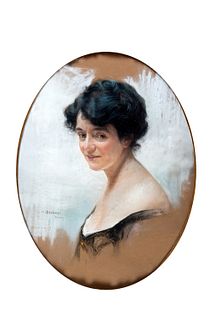 Enrico Arcioni (Spoleto 1875-Roma 1954)  - Portrait of a woman, in oval