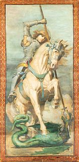 Scuola italiana, fine secolo XIX - inizi secolo XX - St. George and the dragon; and Gallant couple