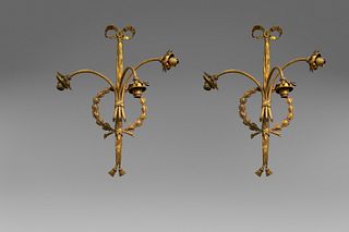 Pair of appliques in gilted bronze, late 19th century - early 20th century