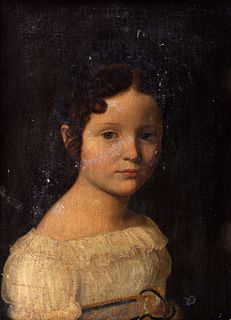 Scuola italiana, inizi secolo XIX - Half-length portrait of little girl in white dress