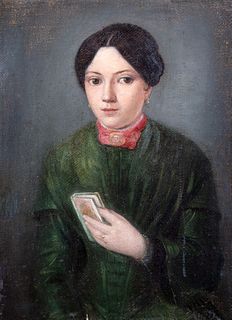 Scuola italiana, secolo XIX - Portrait of young woman with book